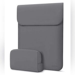 MOSISO Laptop Sleeve - Faux Suede Leather Case with Small Bag, Space Gray